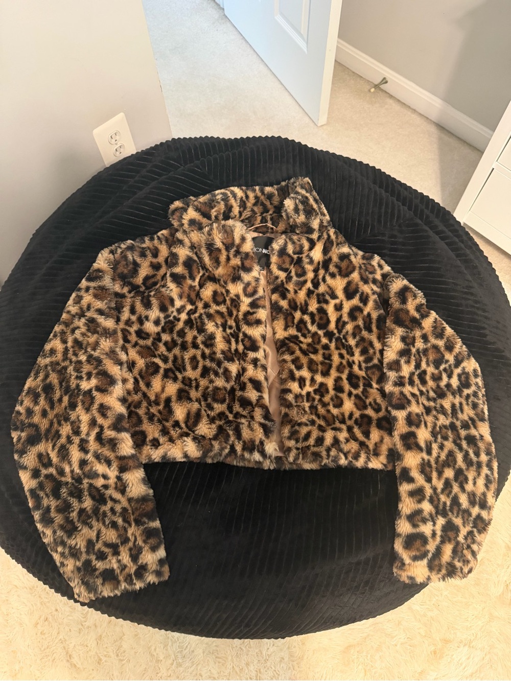 Women Leopard Print Faux Fur Jacket - Animal Print